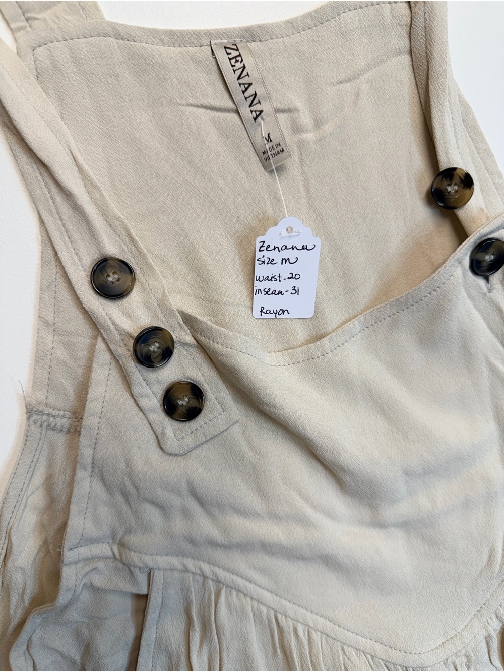W149 Zenana Outfitters Light Cream Sleeveless Wide-Leg Jumpsuit NWOT - Picture 3 of 4